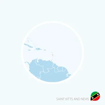 Map icon of Saint Kitts and Nevis. Blue map of America with highlighted Saint Stock Illustration
