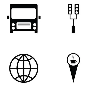 Map icon set Illustrazione stock