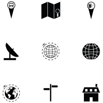 Map icon set Stock Illustration