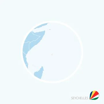 Map icon of Seychelles. Blue map of East Africa with highlighted Seychelles i Stock Illustration