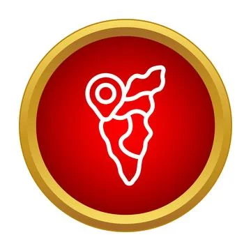 Map icon showing a location pin on a segmented landmass Illustrazione stock