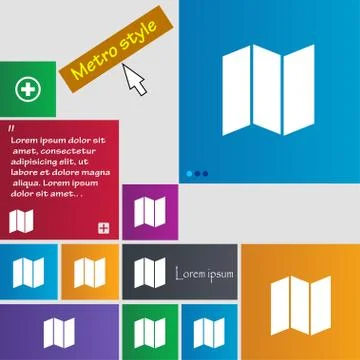 Map icon sign. Metro style buttons. Modern interface website buttons with cur 스톡 일러스트
