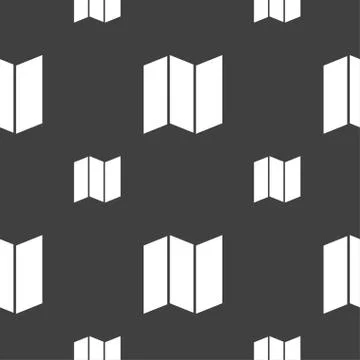 Map icon sign. Seamless pattern on a gray background. Vector Stock Illustration