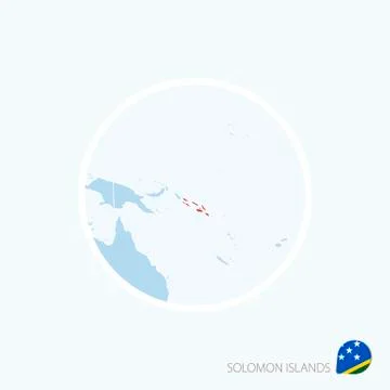 Map icon of Solomon Islands. Blue map of Oceania with highlighted Solomon Isl Stock Illustration