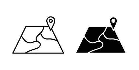 Map icon. Style is flat and line symbol Stock Illustration