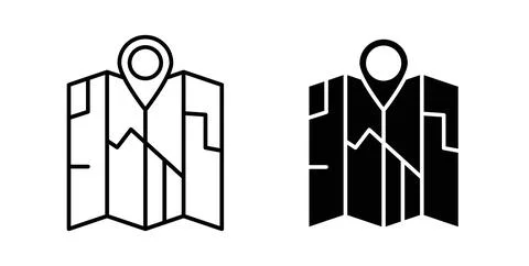 Map icon symbol. Vector illustration pack in black color. Stock Illustration