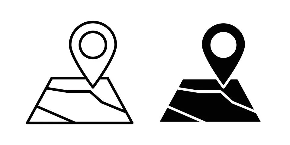 Map icon thin line and clipart style vector set 스톡 일러스트