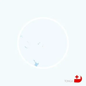 Map icon of Tonga. Blue map of Oceania with highlighted Tonga in red color. Stock Illustration
