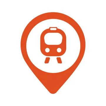 Map icon with train, trolley - vector illustration Stock Illustration