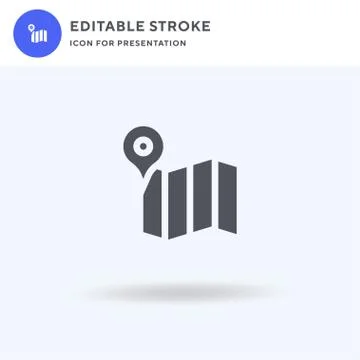 Map icon vector, filled flat sign, solid pictogram isolated on white, logo il Illustrazione stock