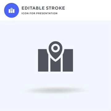 Map icon vector, filled flat sign, solid pictogram isolated on white, logo Illustrazione stock