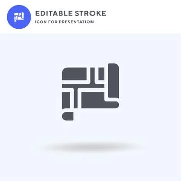 Map icon vector, filled flat sign, solid pictogram isolated on white, logo il Stock Illustration