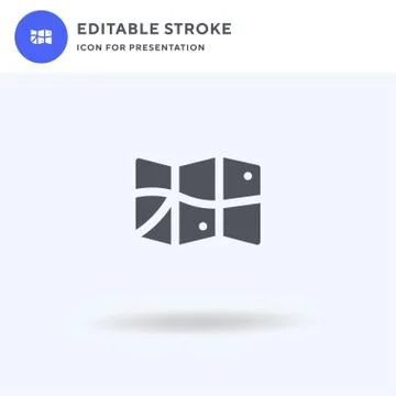 Map icon vector, filled flat sign, solid pictogram isolated on white, logo Illustrazione stock