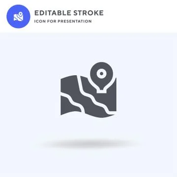 Map icon vector, filled flat sign, solid pictogram isolated on white, logo Stock Illustration