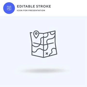 Map icon vector, filled flat sign, solid pictogram isolated on white, logo Illustrazione stock