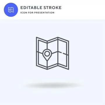 Map icon vector, filled flat sign, solid pictogram isolated on white, logo Stock Illustration