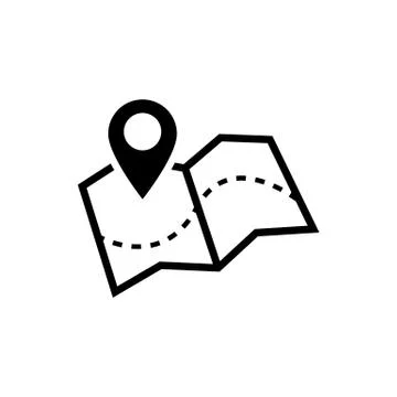 Map icon vector illustration. Map with pin symbol. Vector EPS10 Stock Illustration