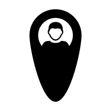 Map icon vector male user person profile avatar with location marker pin symbol Stock Illustration