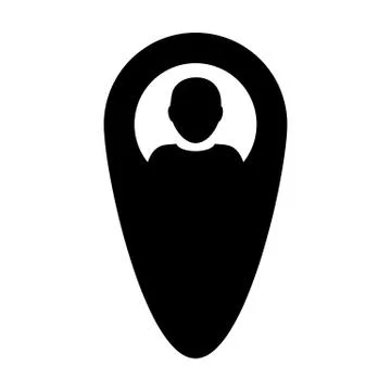 Map icon vector male user person profile avatar with location marker pin symbol 库存插图