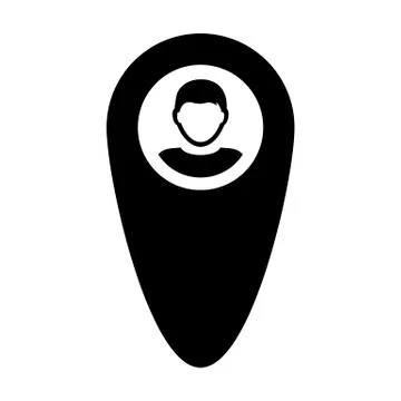 Map icon vector male user person profile avatar with location marker pin symbol 库存插图