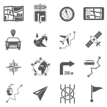 Map Icons Black Stock Illustration