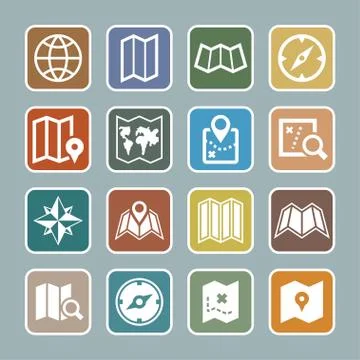 Map icons Stock Illustration
