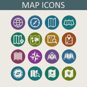 Map icons Stock Illustration