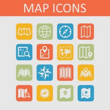 Map icons Stock Illustration
