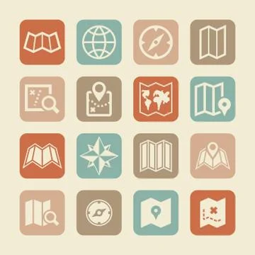 Map icons Stock Illustration