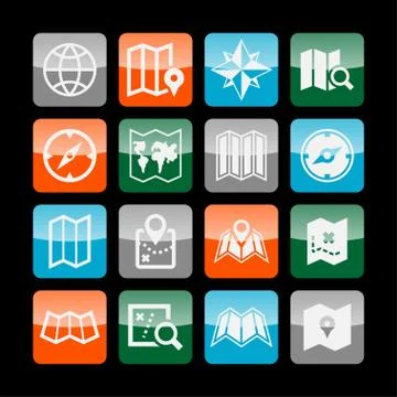 Map icons Stock Illustration