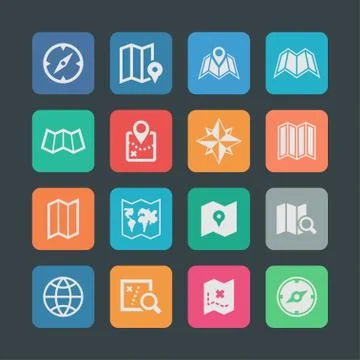 Map icons Stock Illustration