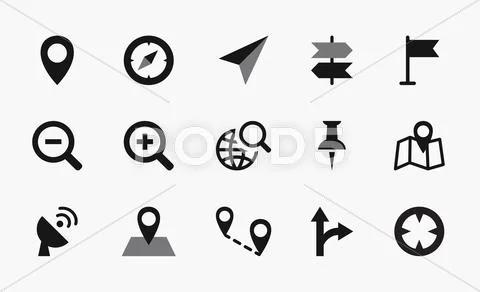 Map icons, mono vector symbols: Graphic #46233285