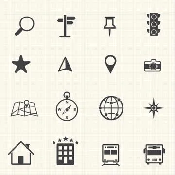 Map icons set, vector Stock Illustration