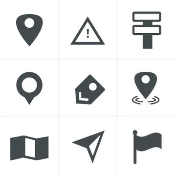 Map icons on white background. GPS and Navigation, Vector Design Stock Illustration