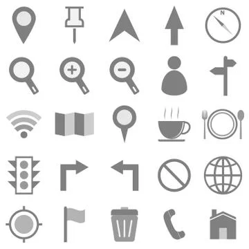Map icons on white background Stock Illustration