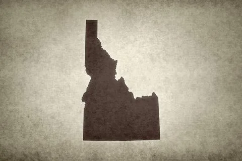 Map of Idaho printed on a paper Stock Illustration
