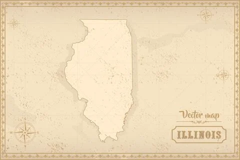 Map of Illinois in the old style Stock Illustration