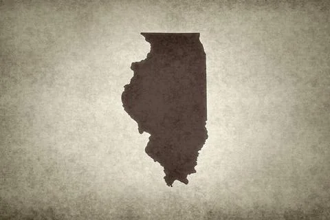 Map of Illinois printed on a paper Stock Illustration
