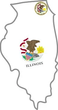 Map of Illinois State USA Stock Illustration