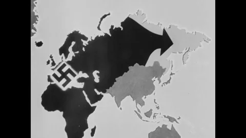 Map illustrate Germany conquer Russia, Develop of industrial area -1941 스톡 동영상 83713810