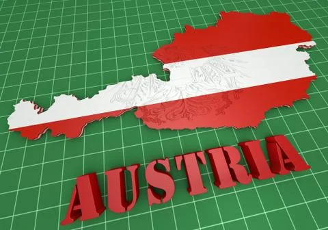 Map illustration of austria with flag Иллюстрация
