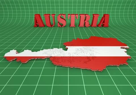 Map illustration of austria with flag Illustrazione stock