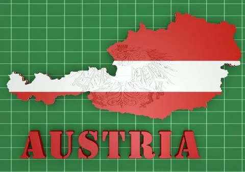 Map illustration of austria with flag Stock-Illustration