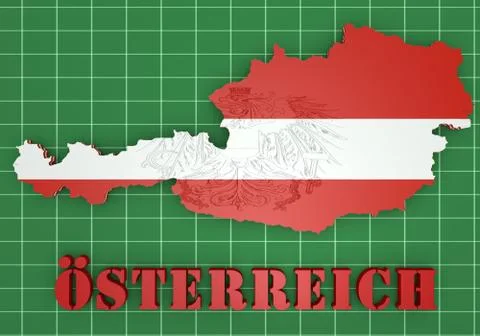 Map illustration of austria with flag Illustration