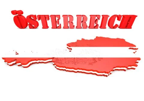Map illustration of Austria with flag 스톡 일러스트