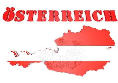 Map illustration of Austria with flag Stock-Illustration