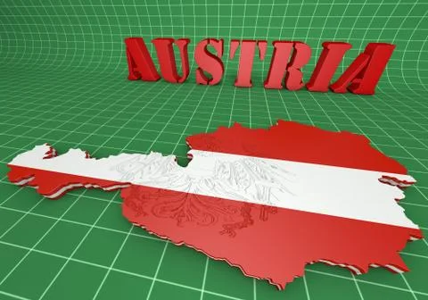 Map illustration of Austria with flag Illustrazione stock