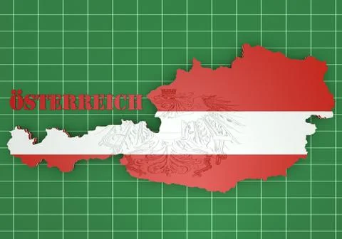 Map illustration of Austria with flag 스톡 일러스트