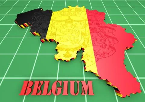 Map illustration of belgium with flag Illustrazione stock