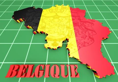 Map illustration of Belgium with flag Illustrazione stock